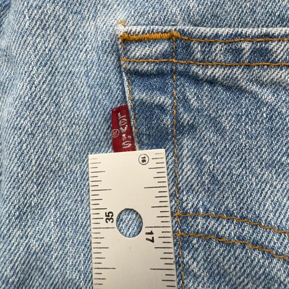 VINTAGE Levis 505 Shorts Men 31 Blue Denim Red‎ Tab 90s Raw Jorts Batwing Y2K - Picture 6 of 12